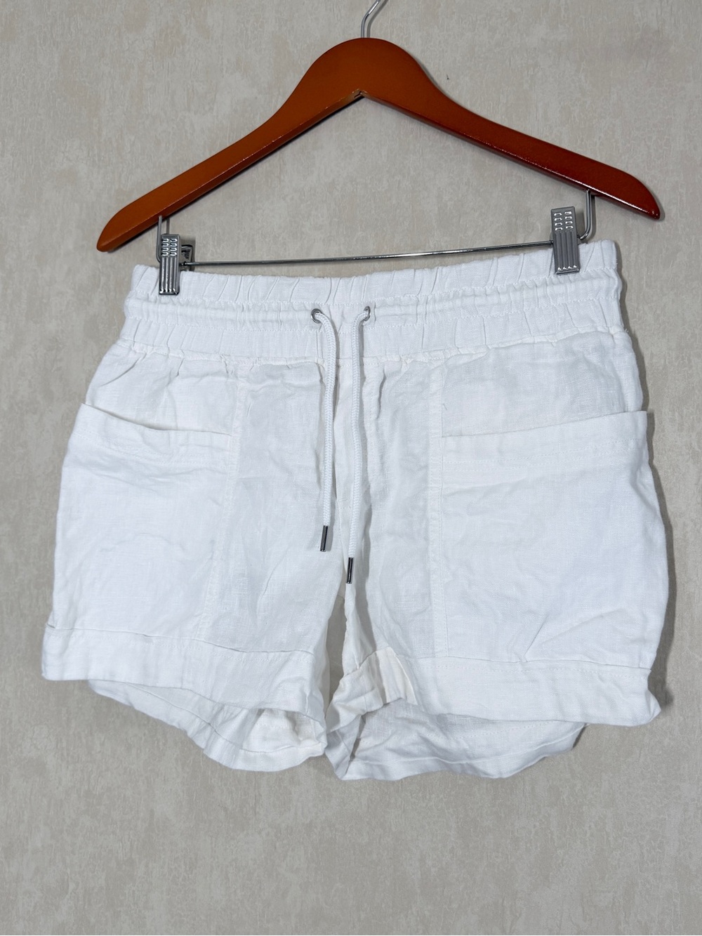 Athleta White Drawstring Linen-Blend Women’s Shorts - Picture 2 of 12